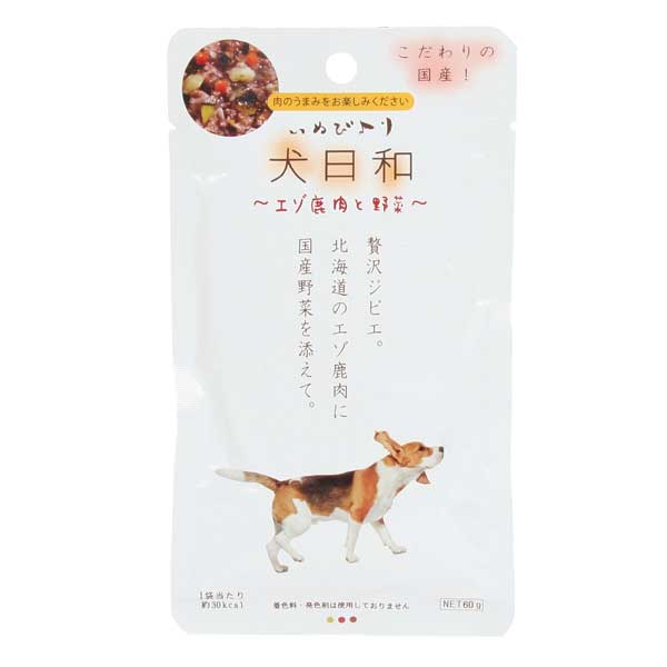 わんわん 犬日和 レトルト エゾ鹿肉と野菜 60g 犬ごころ ペットグッズショップNC